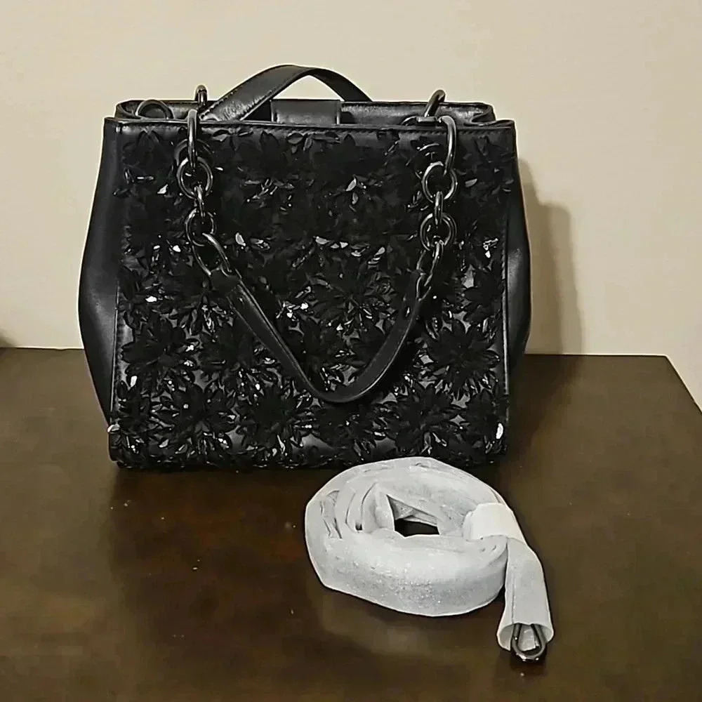 Michael Kors Floral Burst Leather Satchel Crossbody Bag